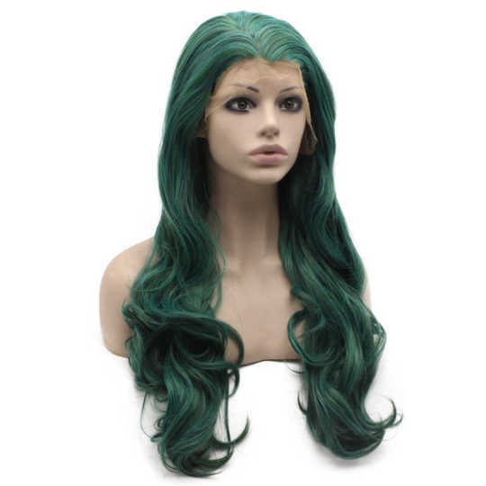 Dark Green Heat Resistant Lace Front Wig Dark Green Synthetic Lace Front Wig | Cheap Green Wigs