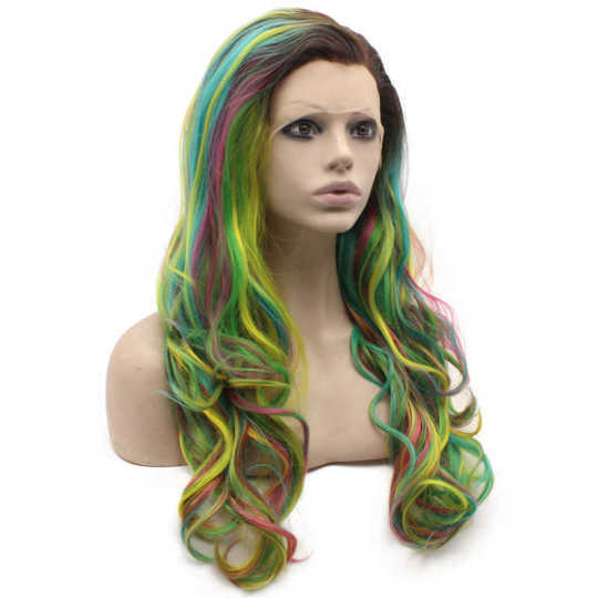 Tri-Toned Ombre Wavy Synthetic Wig Raven teen titans wig wholesale Tri-Toned Ombre Wavy Synthetic Wig