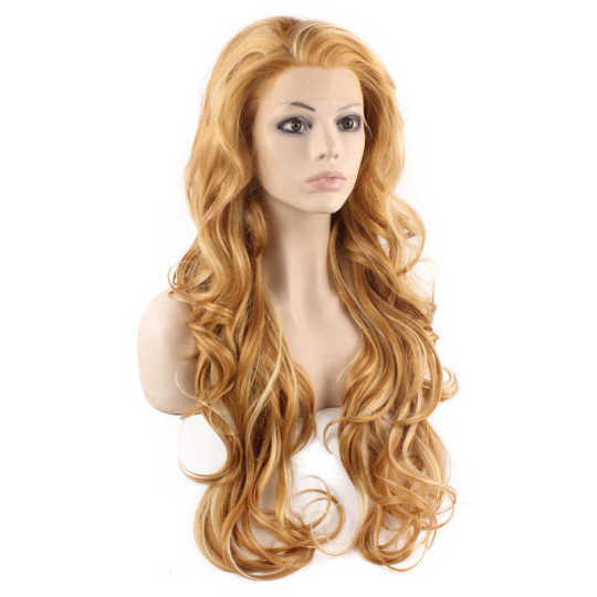 Long Wavy Highlight Blonde Natural Synthetic Lace Front Wig Highlight Blonde Heat Resistant Lace Front Wig | Blonde Wig