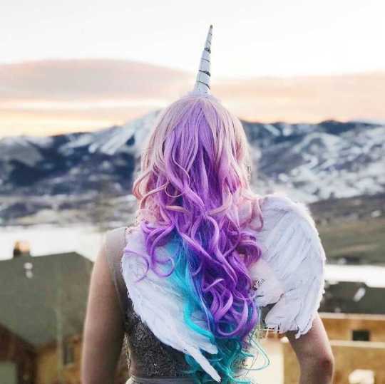 Long Wavy Swiss Lace Front Pink Blue Purple Three Tone Cosplay Party Wig long blue wig | long pink wig