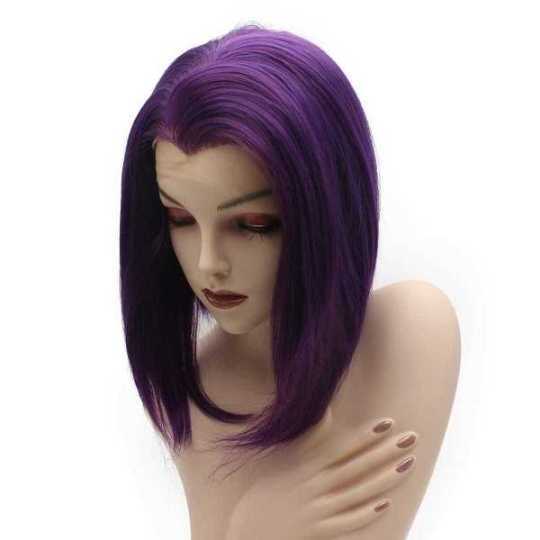 Purple Straight Bob Wig | Teen Titans Raven Wig Raven teen titans wig | Raven Teen Titan Cosplay Wig