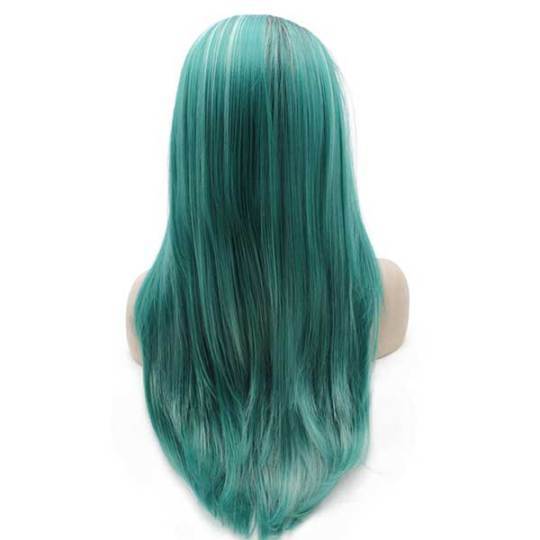 Long Straight Ombre Green Black Two Tone Lace Front Wig Emerald green lace front wig | Long Straight Ombre Green Black Two Tone Lace Front Wig