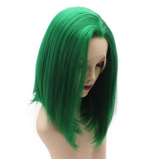 Rich Green Straight Shoulder Bob Wig Shoulder Length Straight Green Lace Front Bob Wig