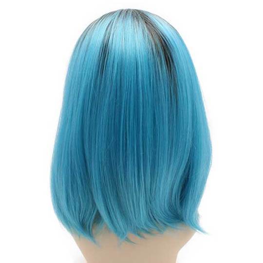 Ombre Straight Bobbed Black and Blue Wig Ombre Straight Bobbed Black and Blue Wig midnight blue wig royal blue lace front wig