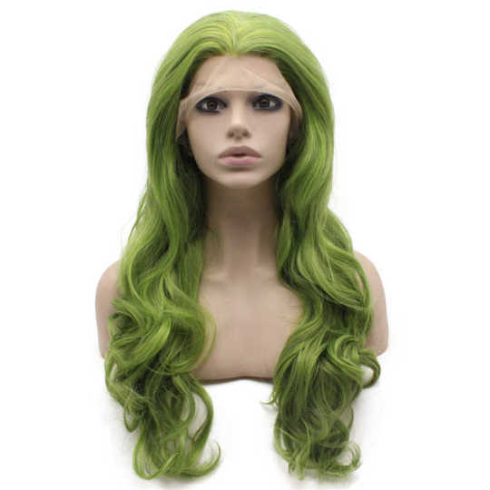 Long Wavy Green Heat Resistant Fiber Hair Lace Front Wig Long Wavy Green Heat Resistant Fiber Hair Lace Front Wig