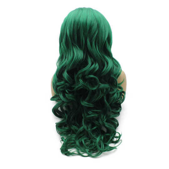 Long Wavy Rich Green Heat Resistant Fiber Hair Lace Front Wig Long Wavy Green Heat Resistant Fiber Hair Lace Front Wig