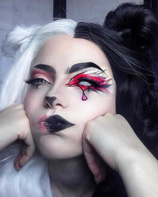 Long Split Colour Half White Black Synthetic Wig black wig | half black half white wig