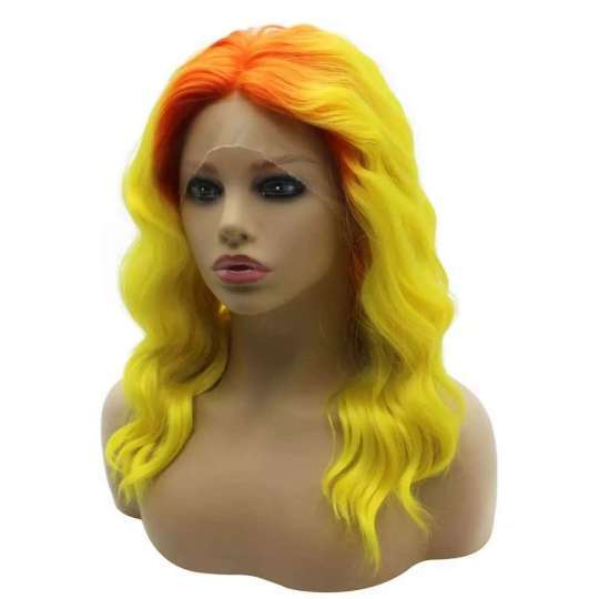 Orange and Yellow Shoulder Length Wig