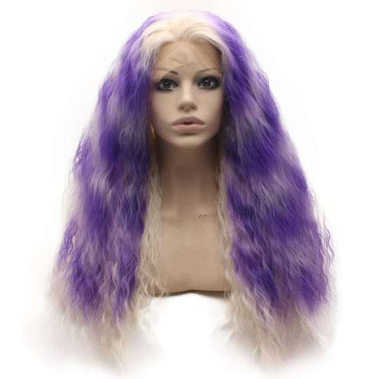 Loose Curly Synthetic Lace Front Ombre Blond Purple Wig