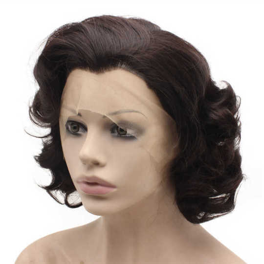 Dark Brown Short Wavy Wig brown wig | dark brown wavy wig