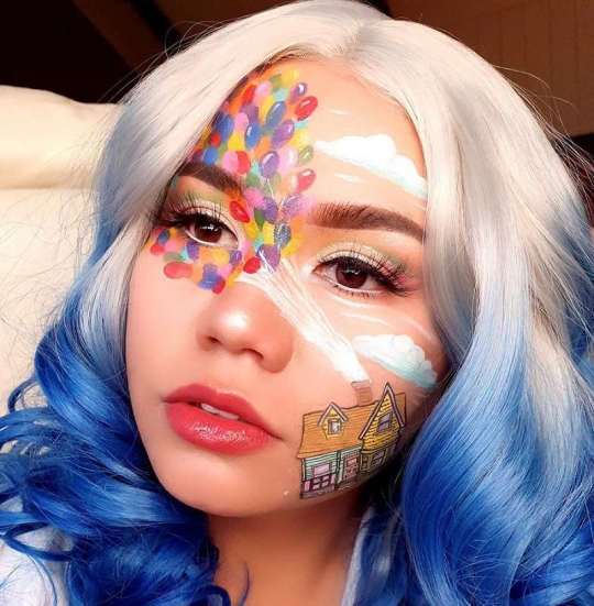 Ombre Gray and Blue Wavy Wig