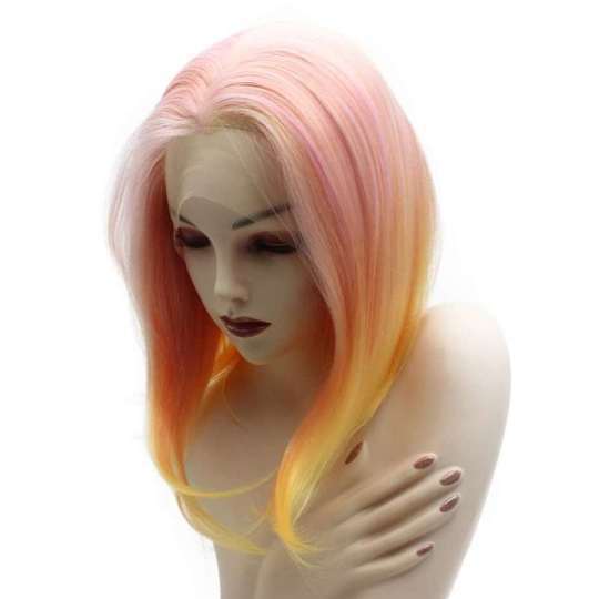 Pink Blonde Orange Mix Color Bob Wig