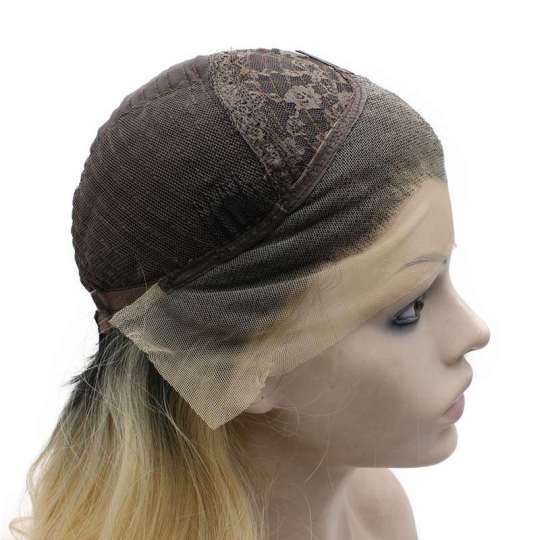 Black Blonde Ombre Long Wavy Wig Long Wavy Hand Tied Lace Front Blonde Green Ombre Party Wig