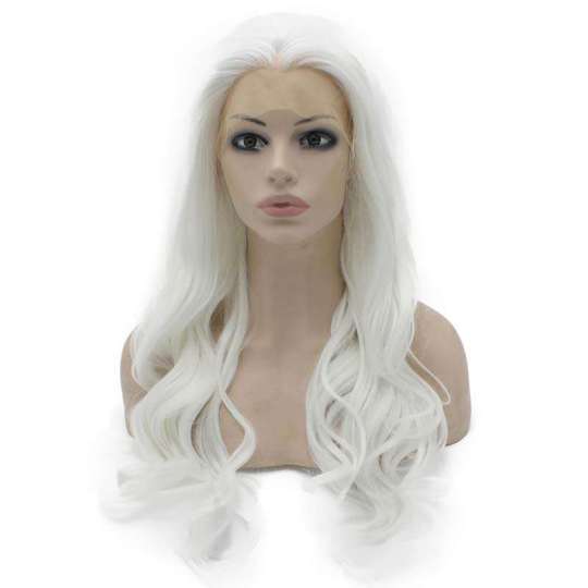 Deep Parting 13*6 Snow White Wavy Lace Front Wig
