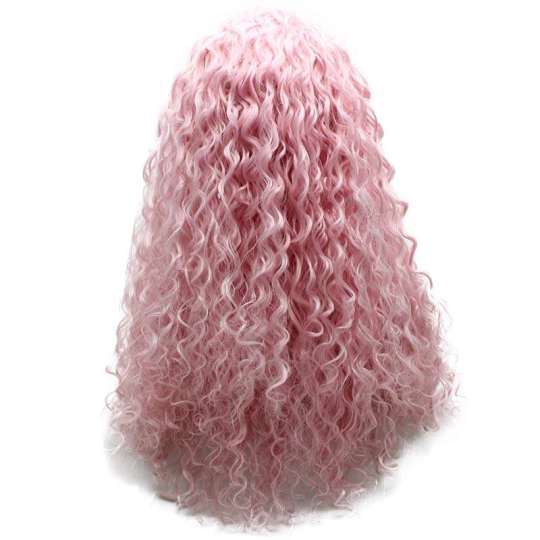 Loose Curly Long Synthetic Lace Front Pink Wig Long Curly Pink Synthetic Lace Front Wig