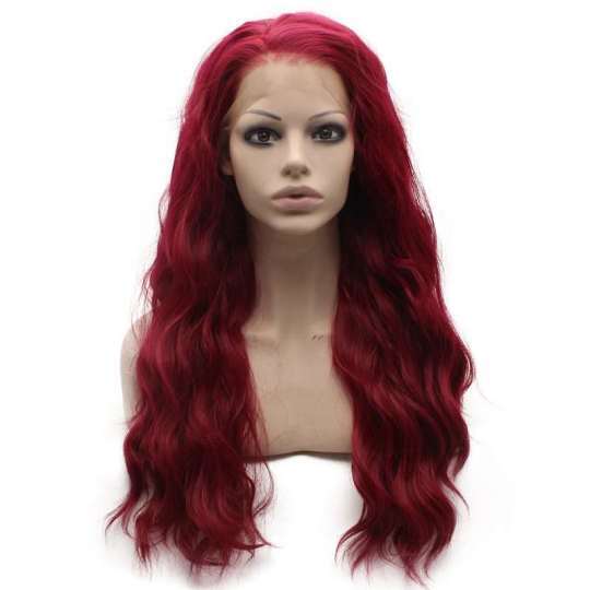Long Wavy Synthetic Lace Front Red Wig