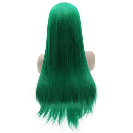 Long Straight Green Synthetic Lace Wig