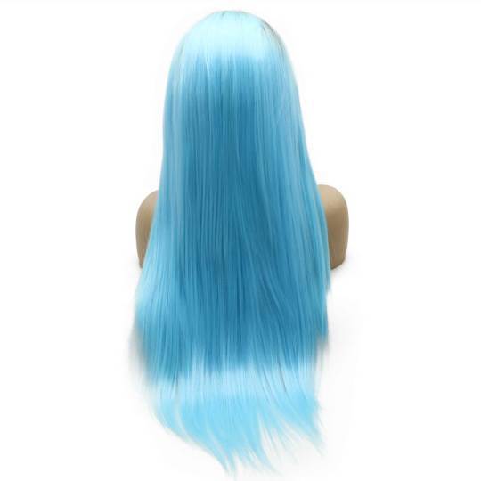 Dark Root Blue Synthetic Lace Front Wig