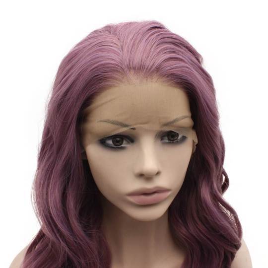 Lavender Purple Synthetic Lace Front Wavy Wig