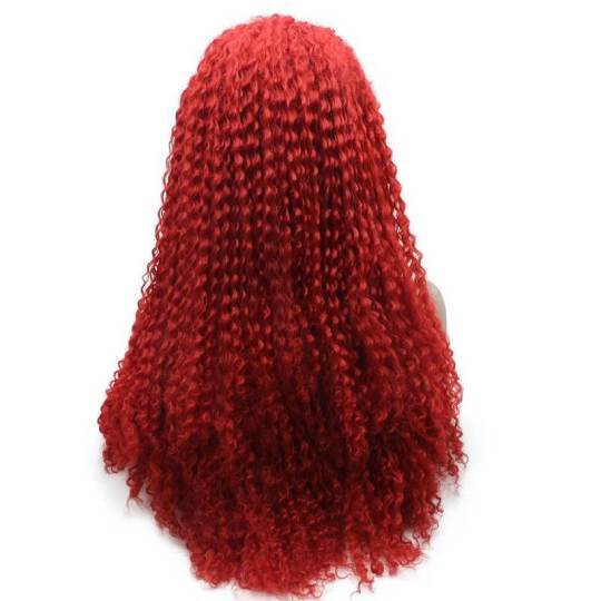 Long Curly Synthetic Lace Front Red Wig