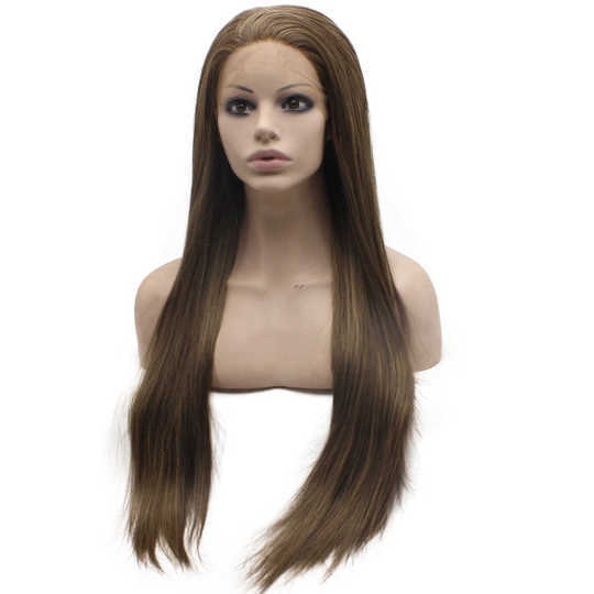 Long Straight Brown Blonde Mix Synthetic Lace Front Wig Long Straight Brown Blonde Mix Synthetic Lace Front Wig
