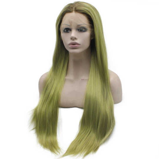 Long Straight Ombre Dark Green Synthetic Lace Front Wig Long Straight Ombre Dark Green Synthetic Lace Front Wig