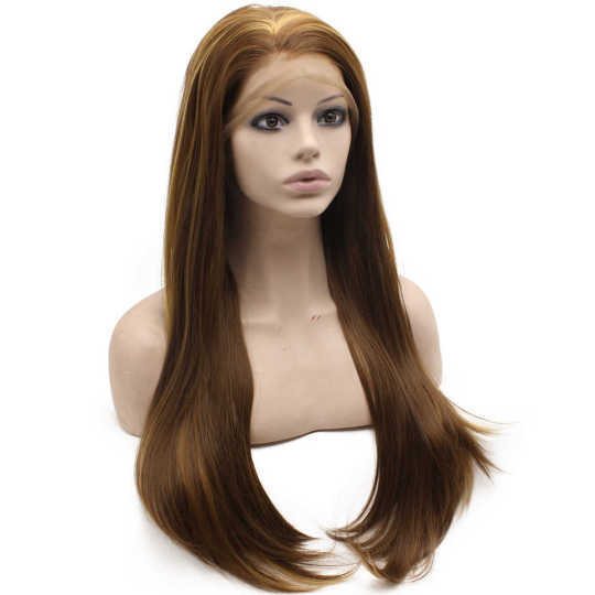Long Straight Brown Mix Synthetic Lace Front Wig Long Straight Brown Mix Synthetic Lace Front Wig