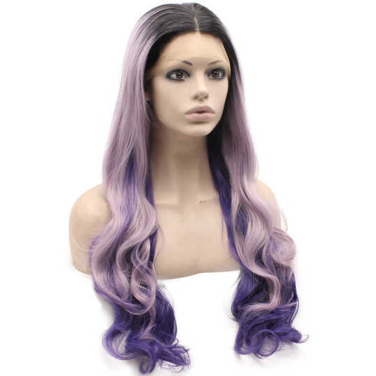 Long Wavy Black Purple Ombre Synthetic Lace Front Wavy Wig Long Wavy Black Purple Ombre Synthetic Lace Front Wavy Wig