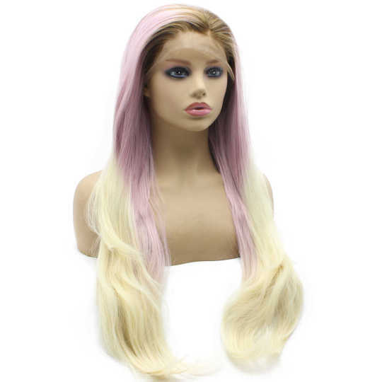 Long Wavy Purple Blonde Ombre Synthetic Lace Front Wavy Wig Long Wavy Purple Blonde Ombre Synthetic Lace Front Wavy Wig