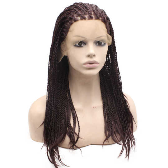 Dark Burgundy Red Micro Braided Hair Wig Dark Burdundy Red Micro Braided Hair Wig