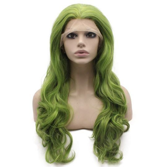 Long Wavy Green Quality Synthetic Lace Front Wig Party Long Wavy Moss Green Quality Synthetic Lace Front Wig Party