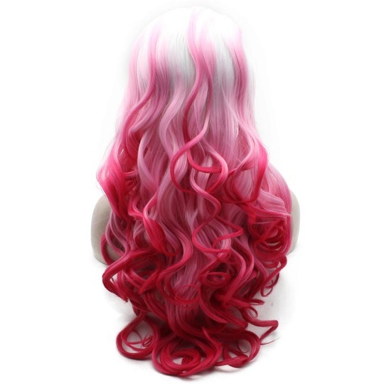 Two Tone Blonde Pink Synthetic Lace Front Wig