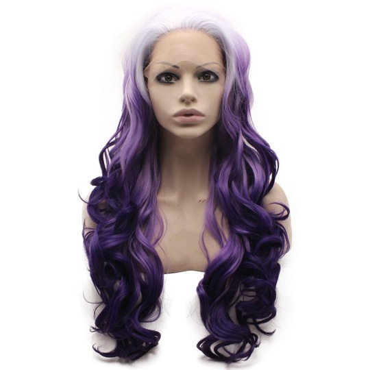 Two Tone Blonde Purple Synthetic Lace Front Wig