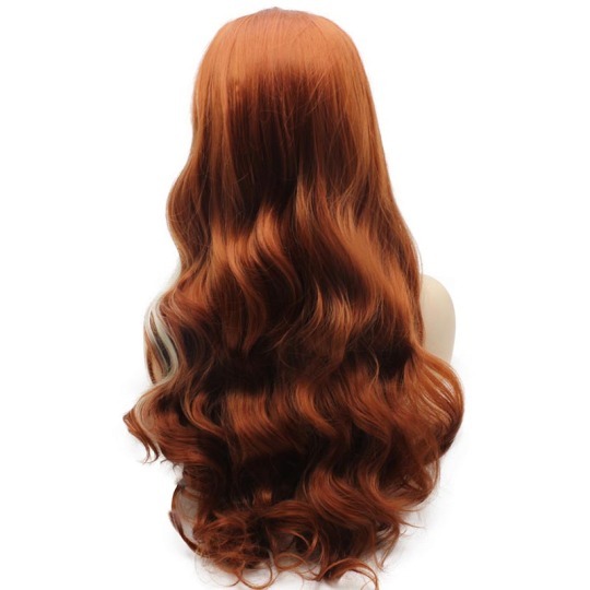 Burgundy with Blonde Strands Synthetic Lace Front Wig