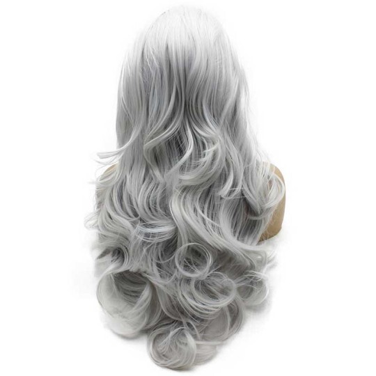 Long Wavy Silver Synthetic Lace Front Wavy Wig Long Wavy Rainbow Color Synthetic Lace Front Wavy Wig