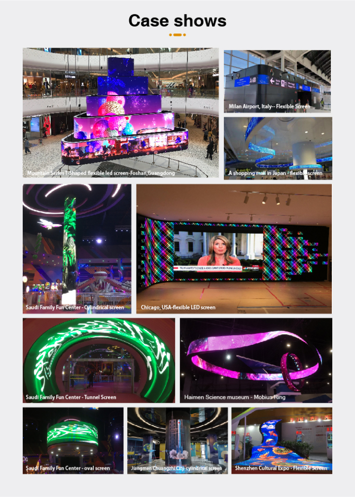 New design indoor P1.86 P2.0 P2.5 P3.0 P4.0 SMD Full color rgb soft curved circular led displays 320*160mm flexible led modules Led Screen Outdoor