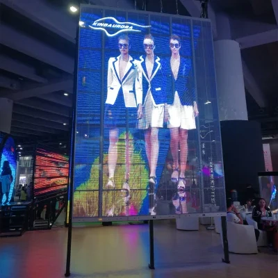 Shopping Mall Advertising Flexible P3.91-7.81 P7.81 P10.42 Transparent LED Screen