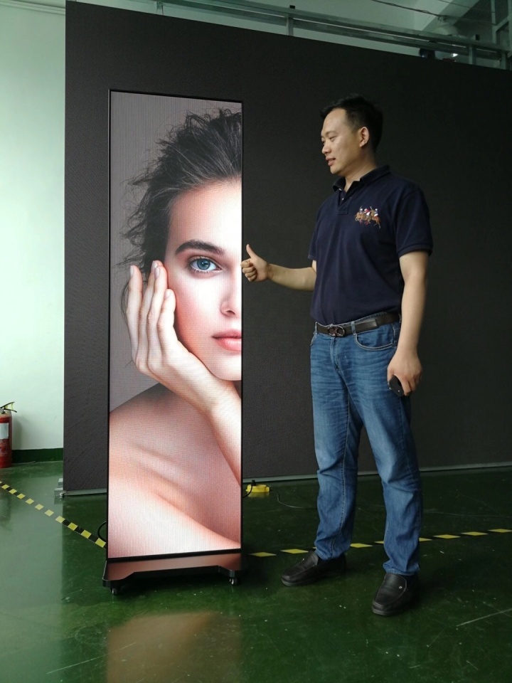 Indoor ultra thin portable P1.86 P2.0 P2.5 P3 digital video advertising poster mirror screen display led poster
