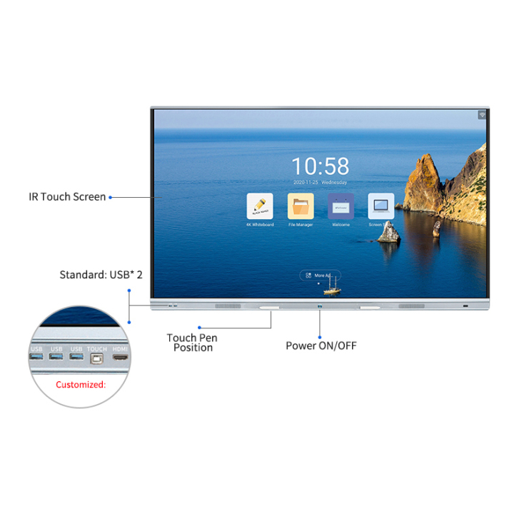 65 75 86 98 110 Inch Multi-Touch Screen Monitor Display Interactive Flat Panel Smart Screen Touch