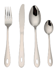 stamped stainless steel cutlery set in mirror finish