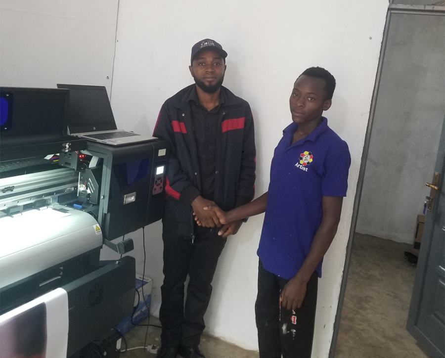 Uganda Branch Successfully Installs Three New Machines (E1801 Printer / EK630 Plotter / E8 8-in-1 Heat Press) to Boost Customer Productivity