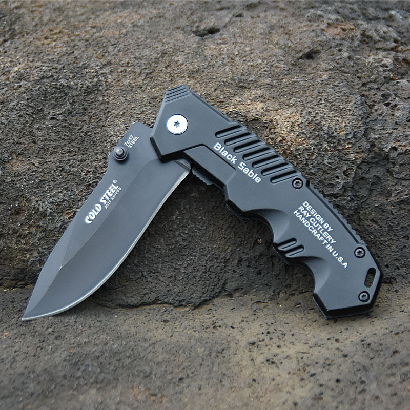 Cold Steel Black Pocket Folding Knife 7Cr13Mov Steel Blade Tactical