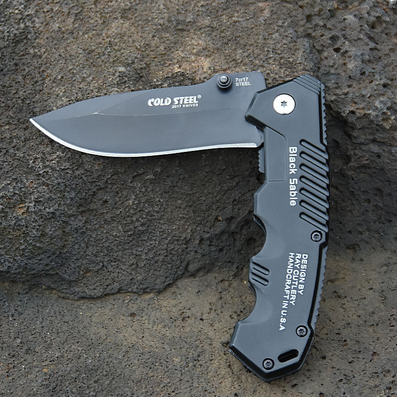 Cold Steel Black Pocket Folding Knife 7Cr13Mov Steel Blade Tactical