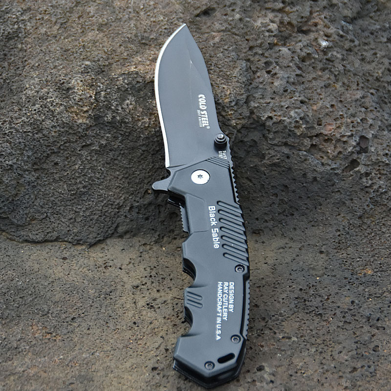 Cold Steel Black Pocket Folding Knife 7Cr13Mov Steel Blade Tactical