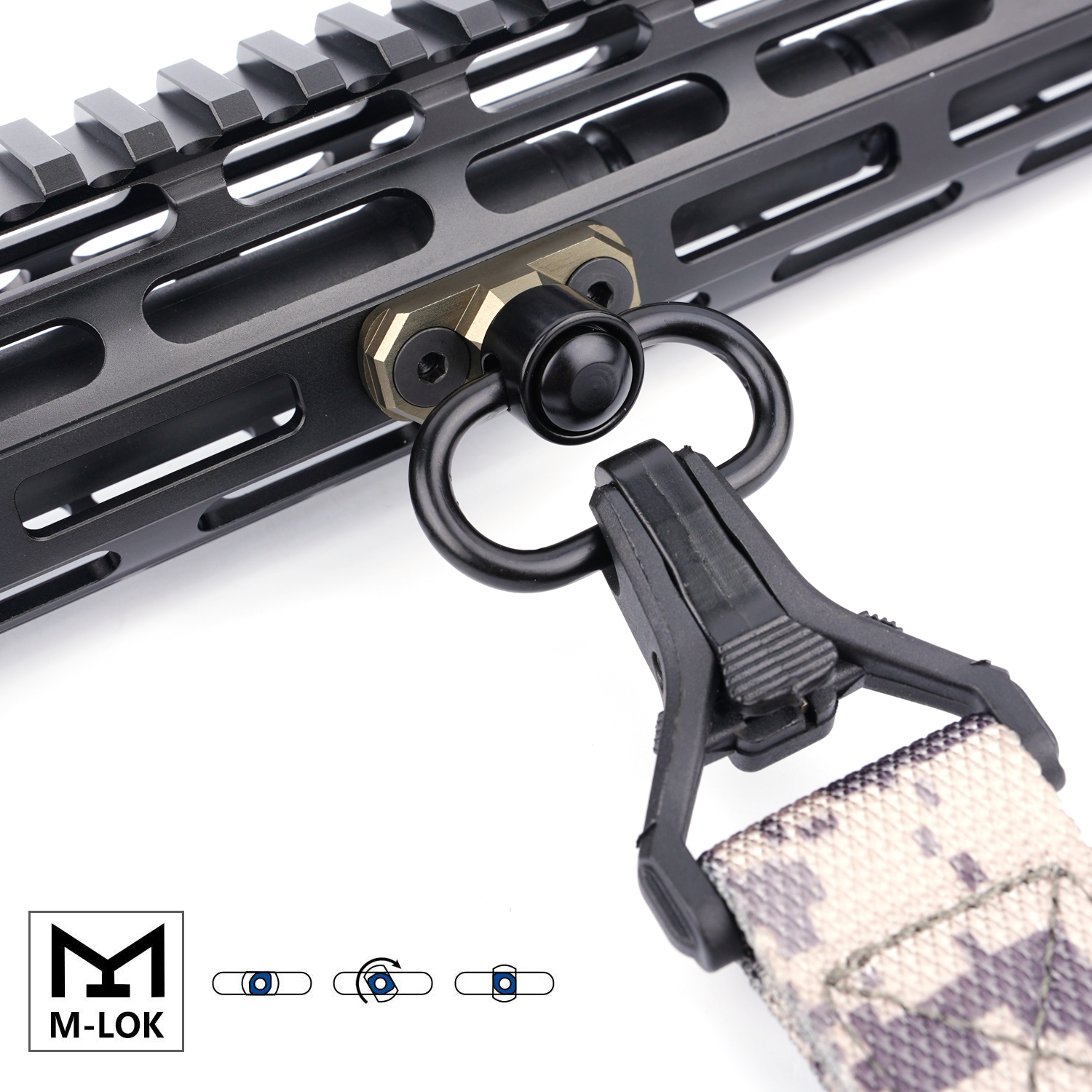 Tactical Sling Swivel Stud Mount Adapter For MLok Rail Quick Release