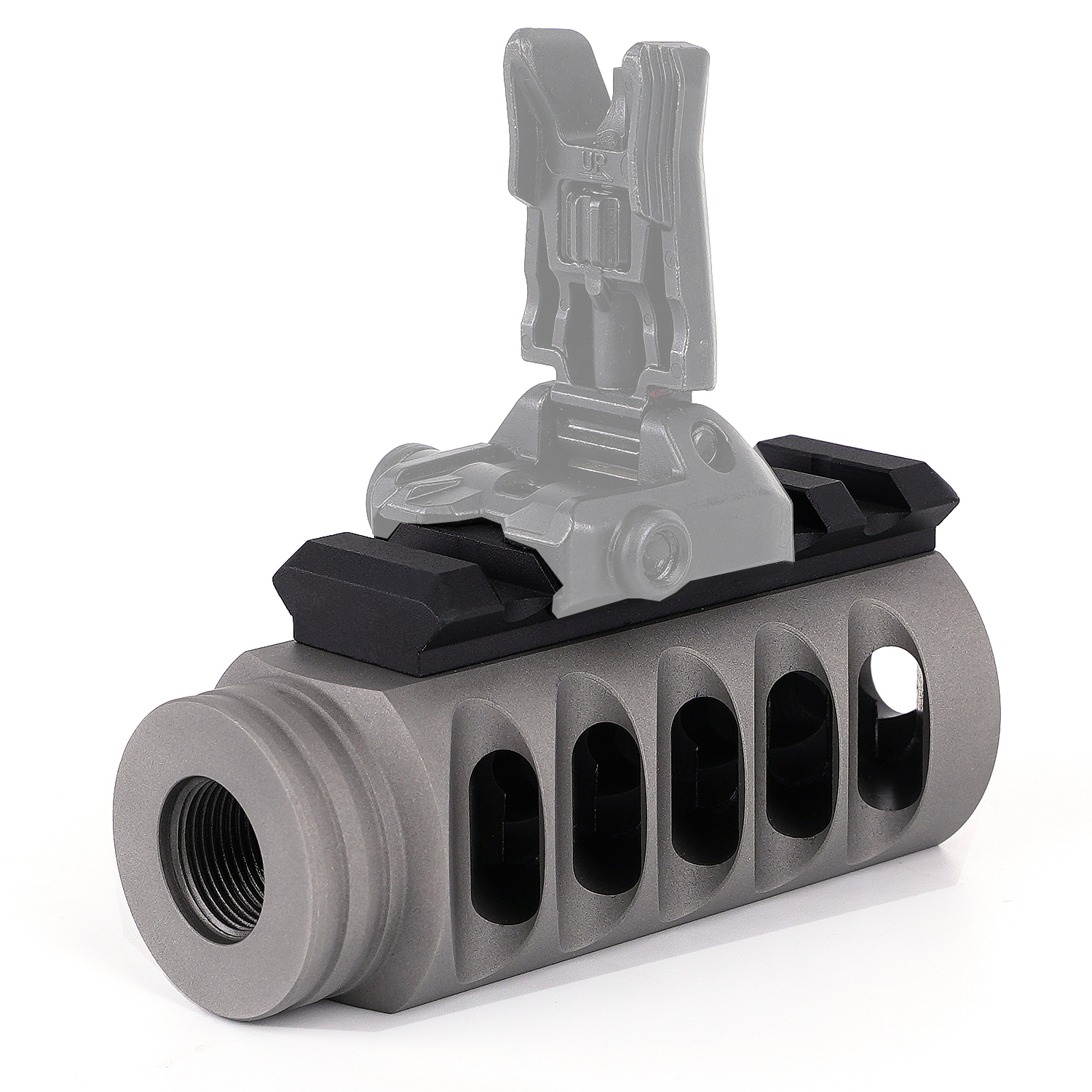 Silver Stainless Reduce Recoil Muzzle Brake .22/.223/5.56 Cal Threaded