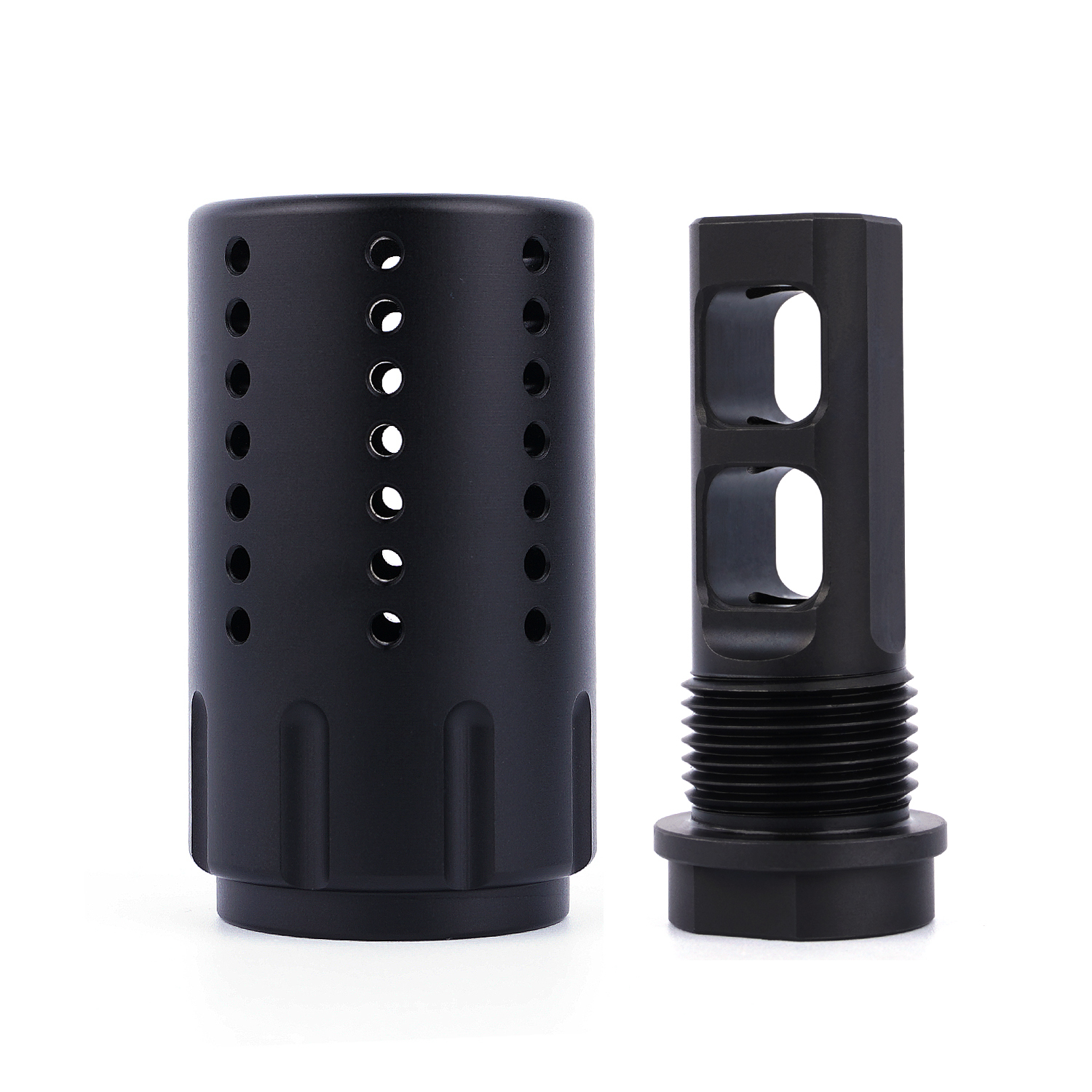 Stainless 9mm Muzzle Device Brake /2-28 with Concussion Redirector .