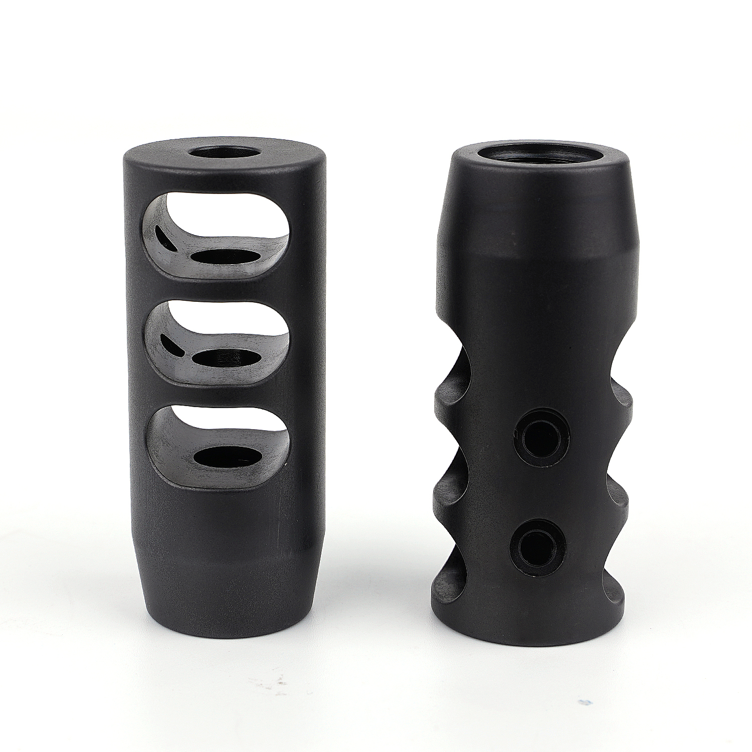 BLK Stainless .300/.308/762 Cal Muzzle Brake M15X1RH M18X1RH with Free Jam Nut & Crush Washer