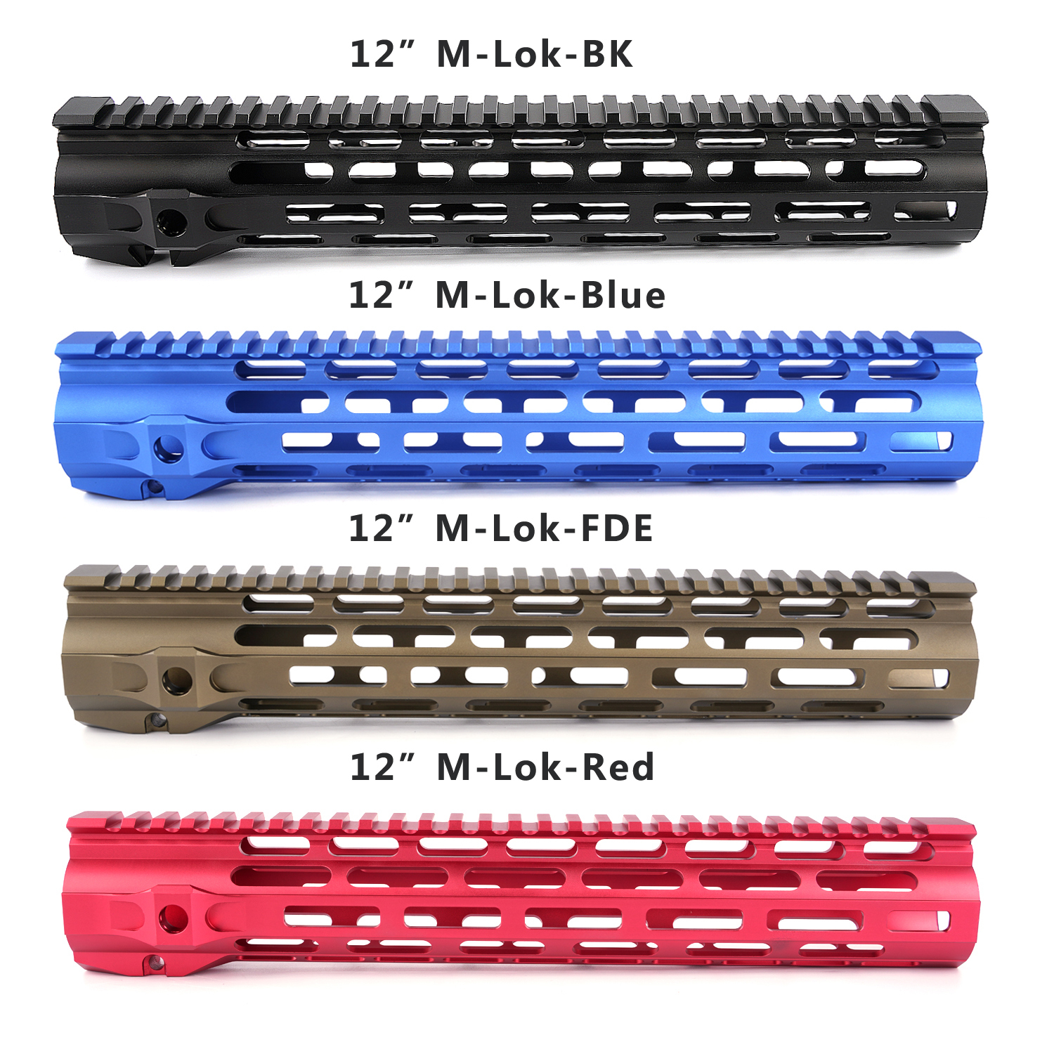 Super Slim Red Lightweight MLOK Style Free Float Picatinny Rail AR15