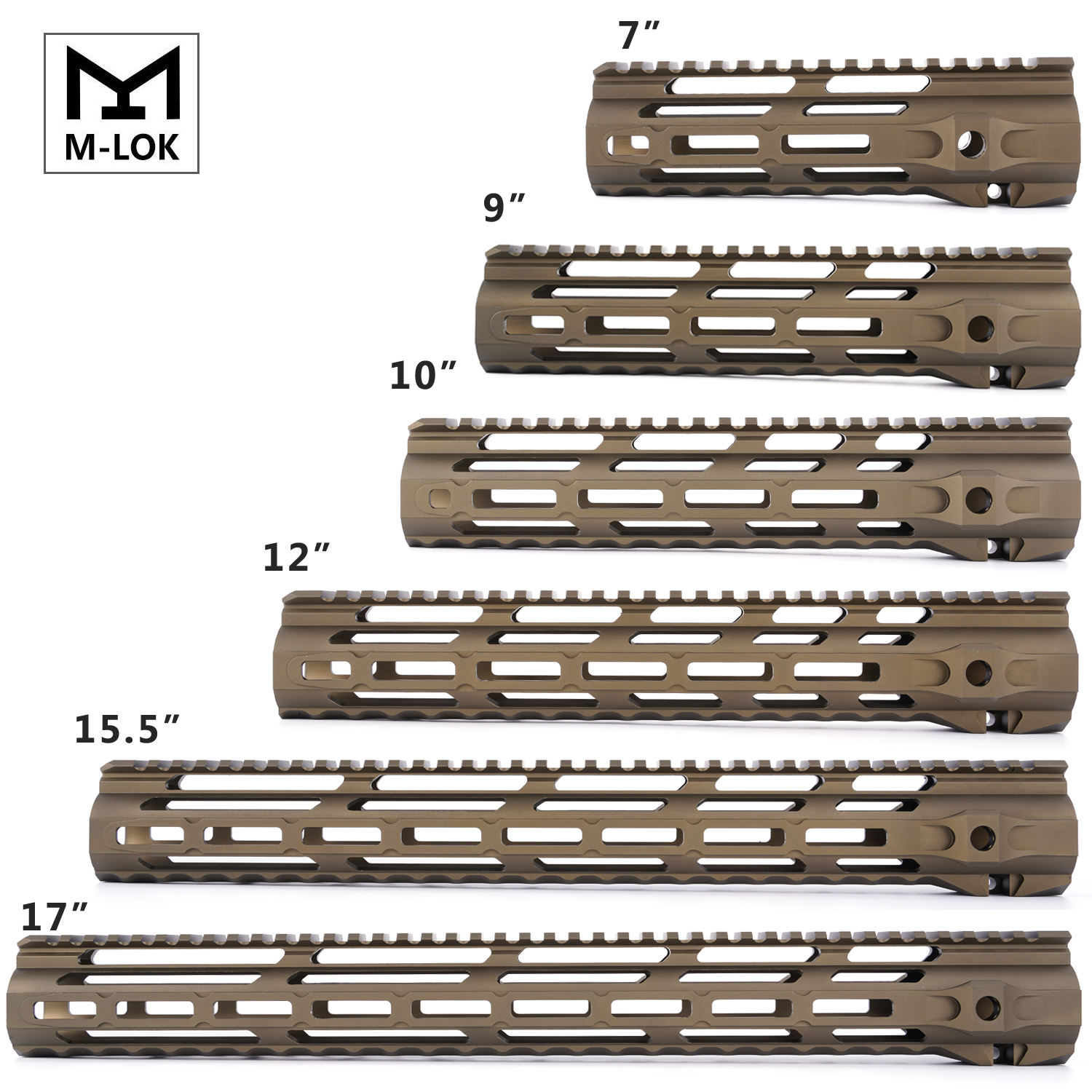 10" Aluminum Free Float MLok Handguard with Barrel Nut for Tactical